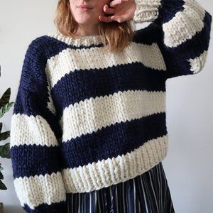 H&M Chunky Black & White Striped Sweater - Size XS